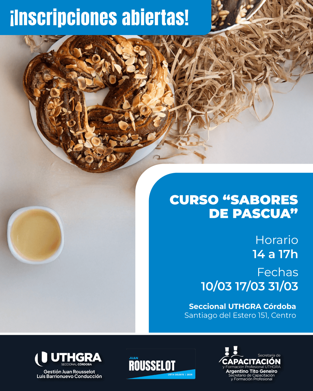 Nuevo Curso “Sabores de Pascua” en UTHGRA Córdoba